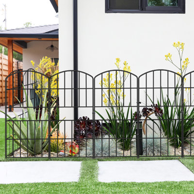 Panneaux de clôture de jardin en métal de 36 po (H) x 10,83 pi (L) - paquet de 10 / ensemble antirouille sans barrière pour les chiens, clôture de jardin pour l'extérieur