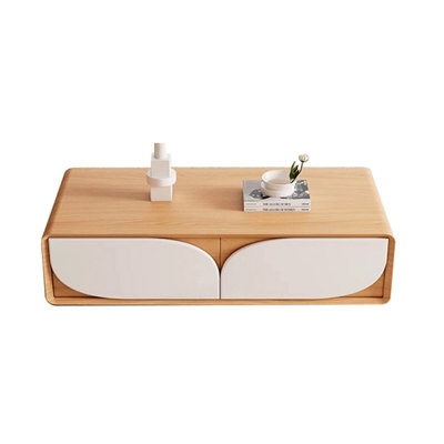 Burlywood Solid Wood Rectangular Coffee Table