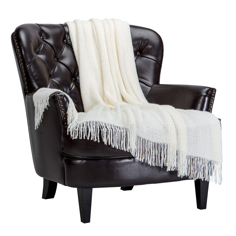 Round Pearl Textured Super Soft Throw, Cream