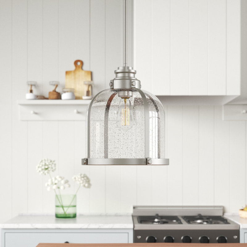 Barbour 1-Light Dimmable Single Pendant, Brushed Nickel, 61" H x 12.25 " W x 12.25 " D