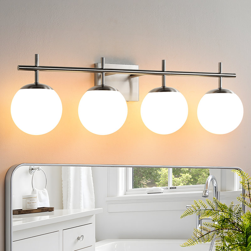 Luminaire de salle de bain 4 lumières à intensité variable pour miroir de salle de bain, Nickel