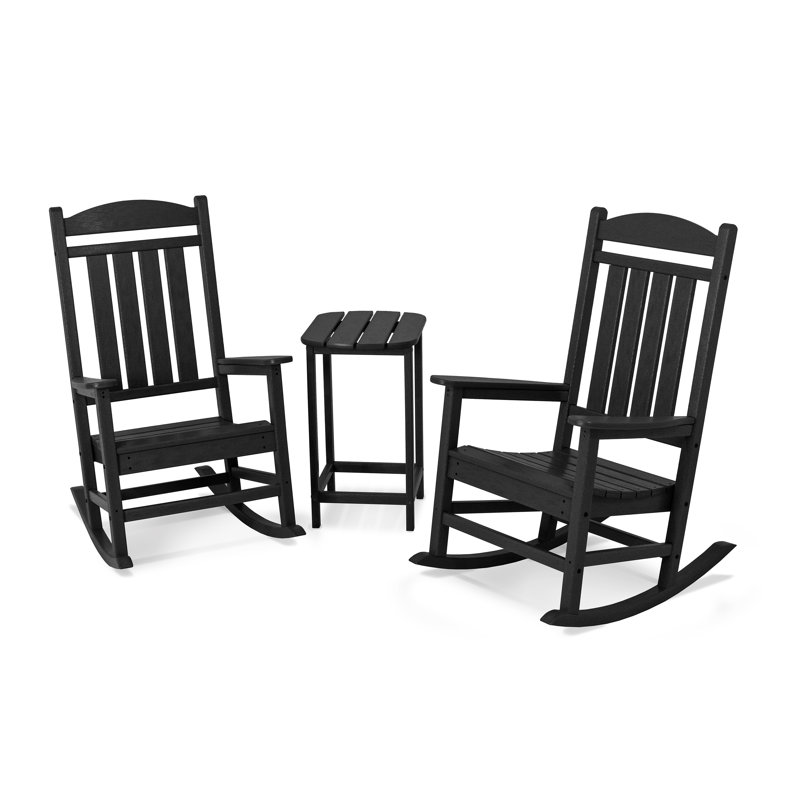 POLYWOOD Presidential Rocker 3-Piece Set, Black