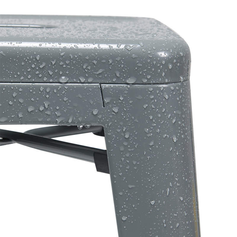 Shively Iron Counter Stool with Iron Frame, Dark Gray