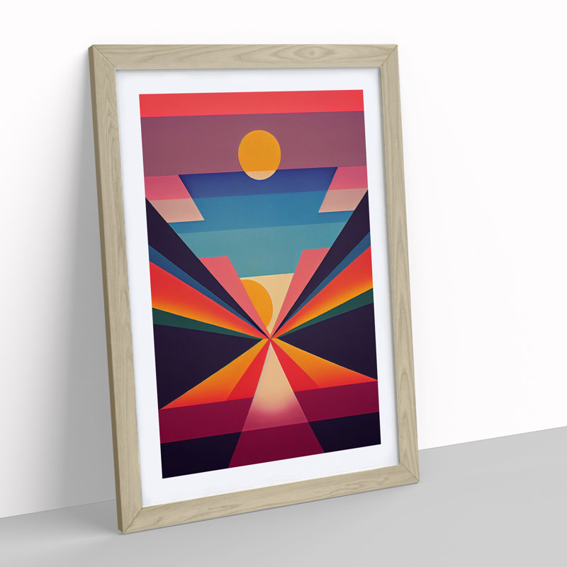An Epic Abstract Sunset - Wall Art, 46cm H x 34cm W x 2cm D, Oak Framed