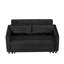 Canapé-lit convertible multifonctionnel, canapé capitonné noir avec lit escamotable, tables d'appoint et porte-gobelets pour chambre d'amis-409014475