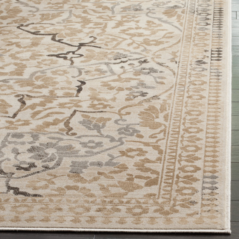 Tapis à motif floral rétro Ercle, Rectangle 8 pi x 10 pi