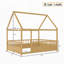 Lit de plancher en bois avec cadre de toit de maison, garde-corps de clôture-671976976-671976979
