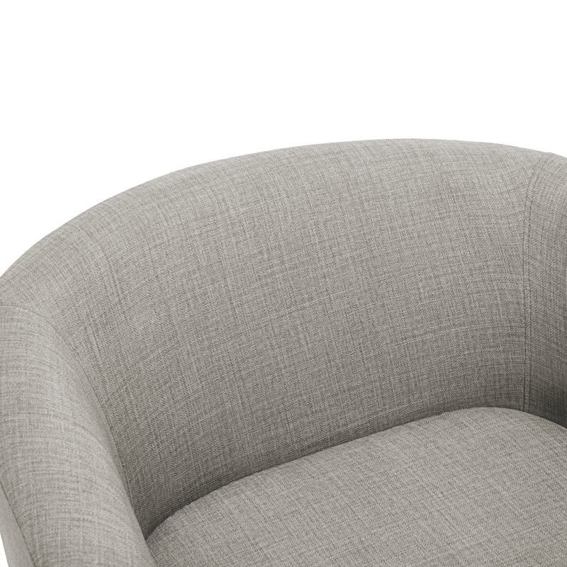 Applewold Upholstered Khaki Cotton Blend Swivel Barrel Chair with Solid Wood Base, Khaki Fabric