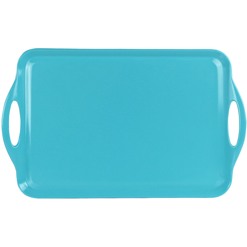 Reston Lloyd Multi-Purpose 18" Rectangle Melamine Plastic Handled Tray, Turquoise