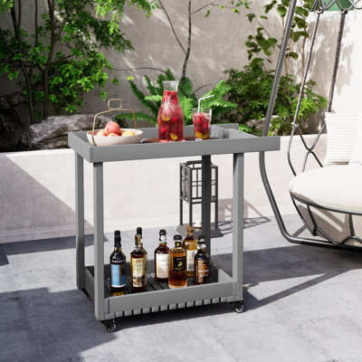 Heavy Duty 2-Tier Utility Cart, 500 lbs Capacity Rolling Service Cart with Locking Wheels & Lipped Shelves for Home, Office, Outdoor Use