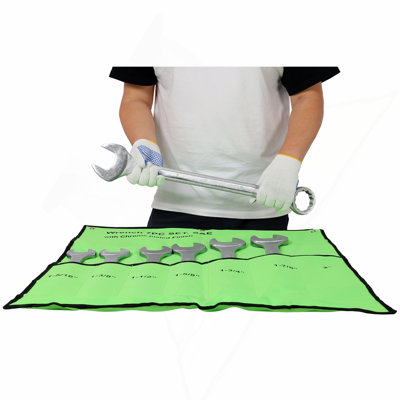 7pcs SAE Jumbo Combination Wrench Set Extra Large,SAE 1-5/16", 1-3/8", 1-1/2", 1-5/8", 1-3/4", 1-7/8"  2",Chrome Plated, Green Storage Bag