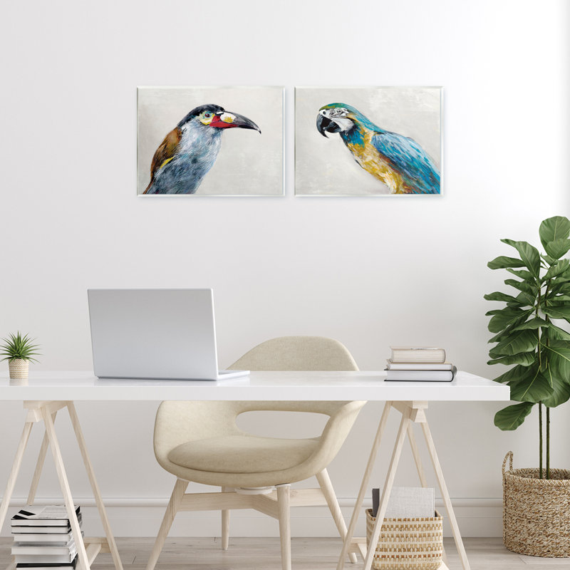 Ensemble de 2 plaques murales Toucan et perroquet, design par Jacob Q