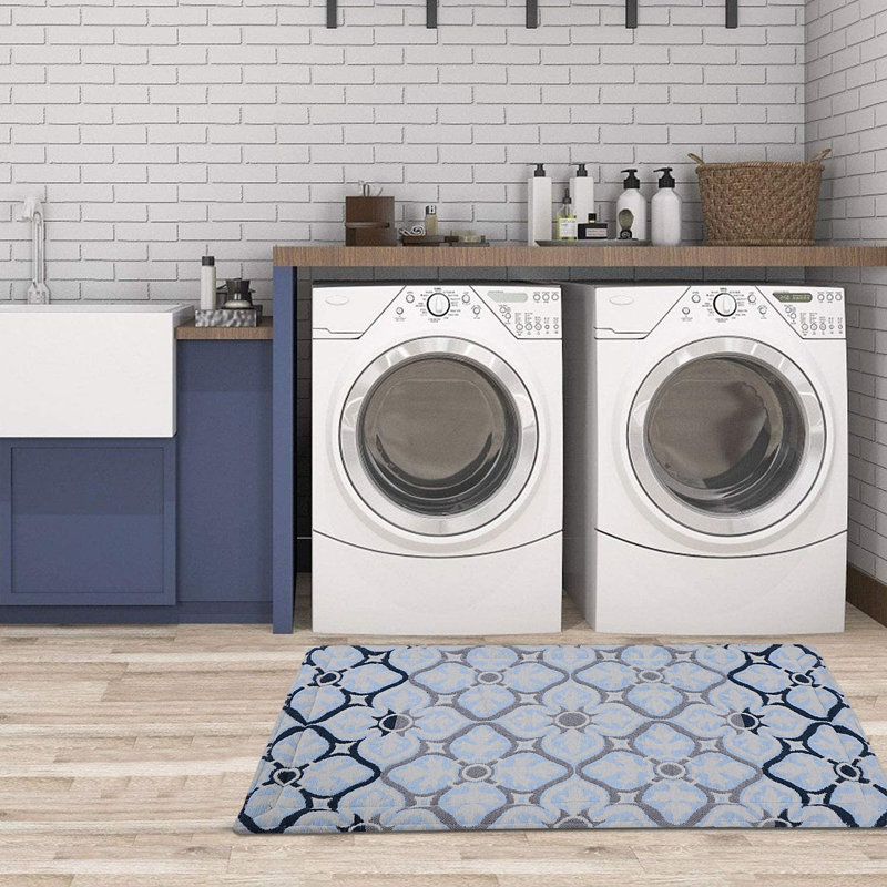 Geometric Polyester Anti-Fatigue Kitchen Mat