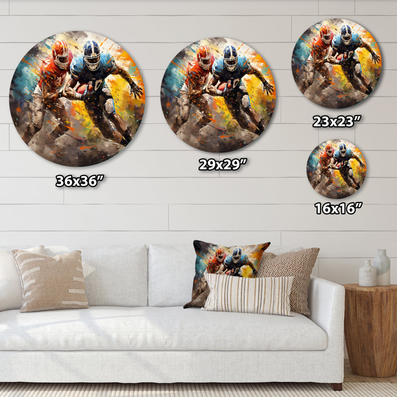 «Football The Winning II» - art rond en métal, H 23 po x l 23 po