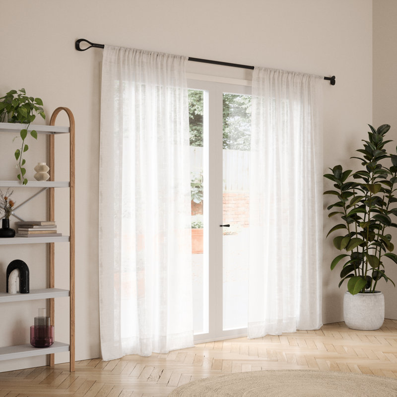 Matte Black Adjustable Loop Curtain Rod 42-120 Inch