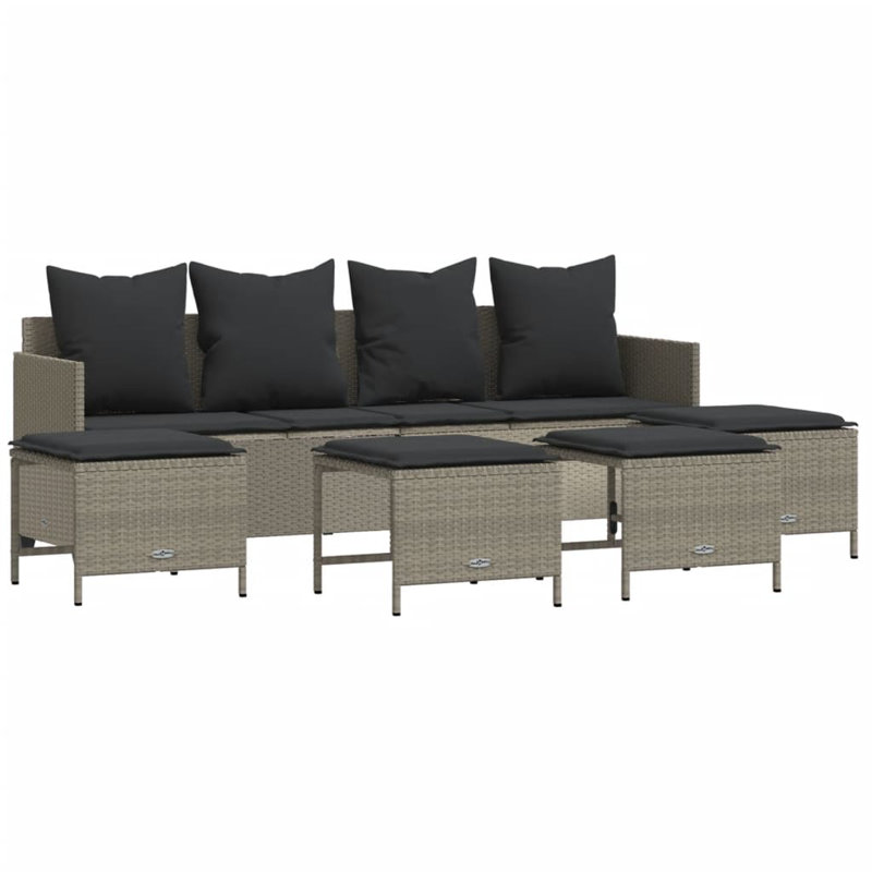  Ensemble de canapé de jardin gris clair, Gris foncé, Gris clair