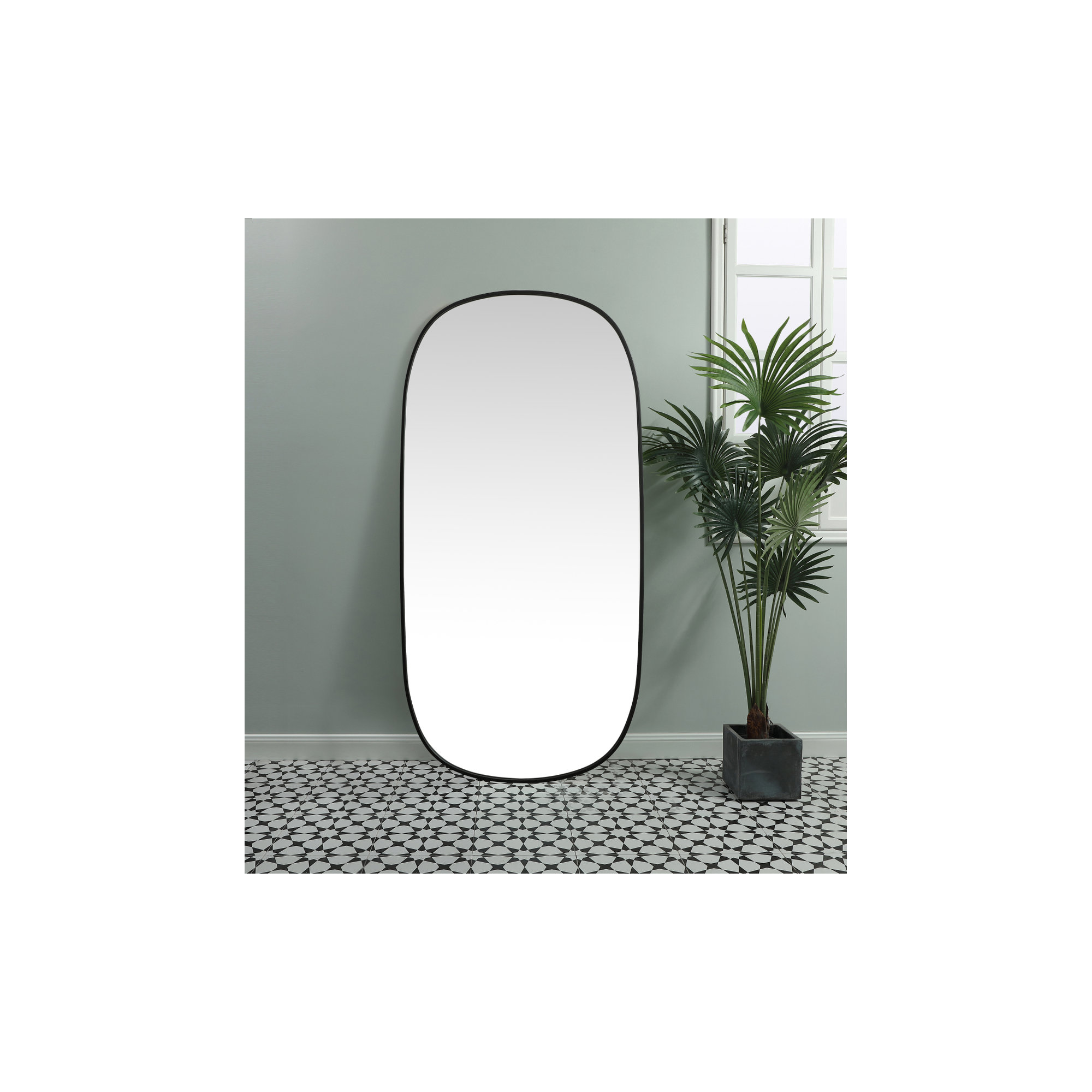 Bertin Metal Oval Wall Mirror, 60"  x 30" , Black