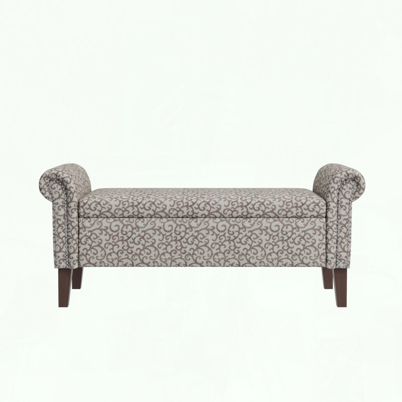 Repose-pieds avec rangement facile à assembler et tissu floral, Gris