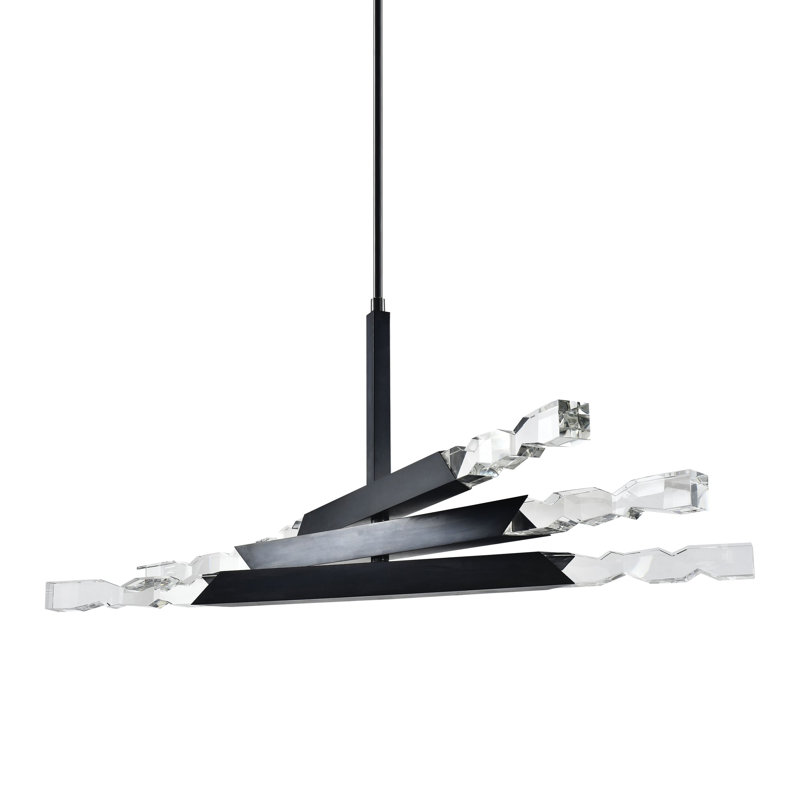 Mamadim 6 - Light Crystal LED Chandelier, 66.25" H x 48" W x 48" D, Satin Brushed Black