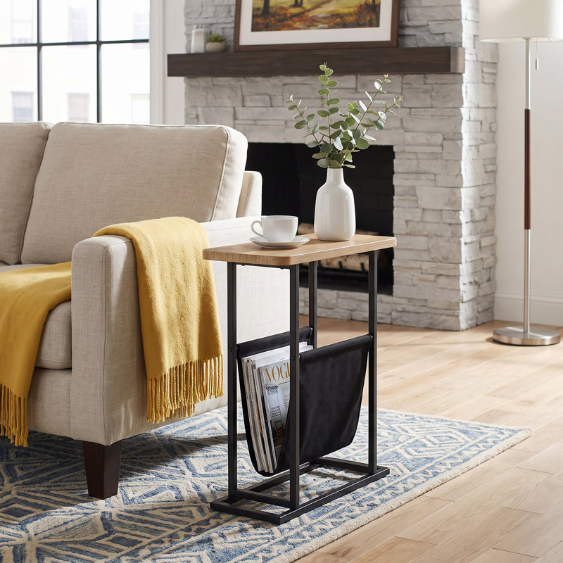 Swopes Two-Tier Rectangular End Table Metal Frame for Living Room, Bedroom, Bedside