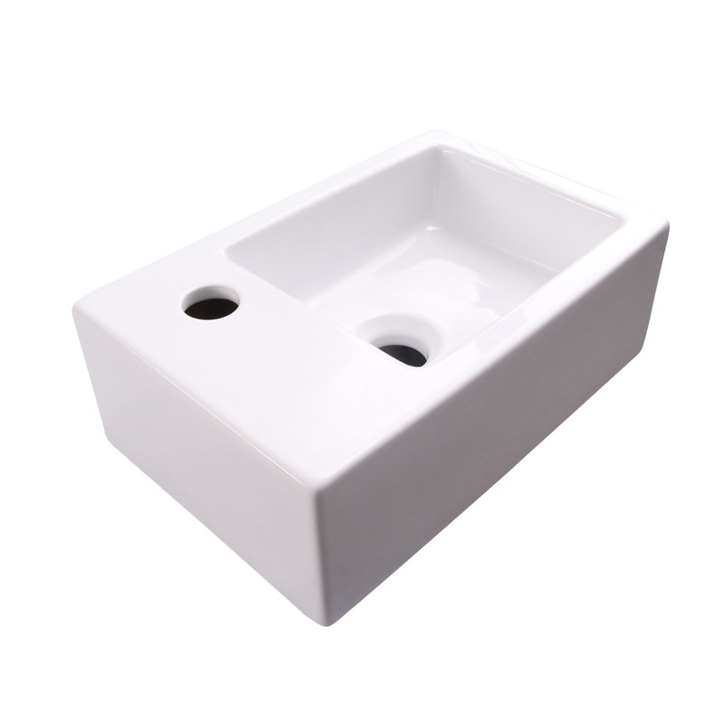 Lavabo de salle de bain mural en porcelaine vitreuse avec trop-plein 15 po Avilla