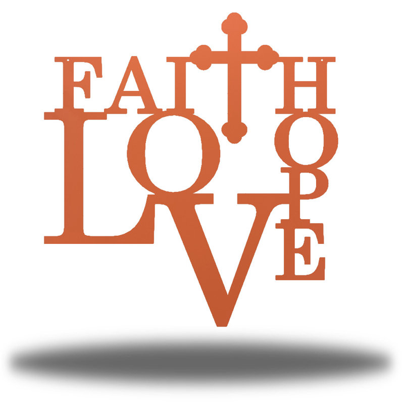Art mural Faith Hope Love, H 30 po x l 30 po x P 0,6 po, Corail