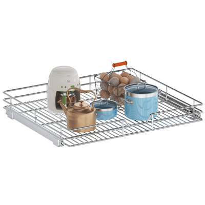 Armoire coulissante 28,5 po x P 21,5 po, tiroir coulissant robuste à un niveau pour armoires de cuisine, chrome