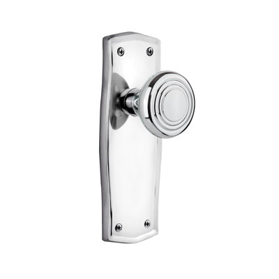 Deco Interior Mortise Door Knob with Prairie Long Plate