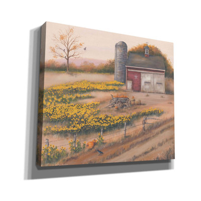 «Barn & Sunflowers I» par Pam Britton, art mural sur toile