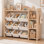  Organisateur de rangement pour enfants en bois blanc et naturel 3 niveaux avec 9 bacs de rangement