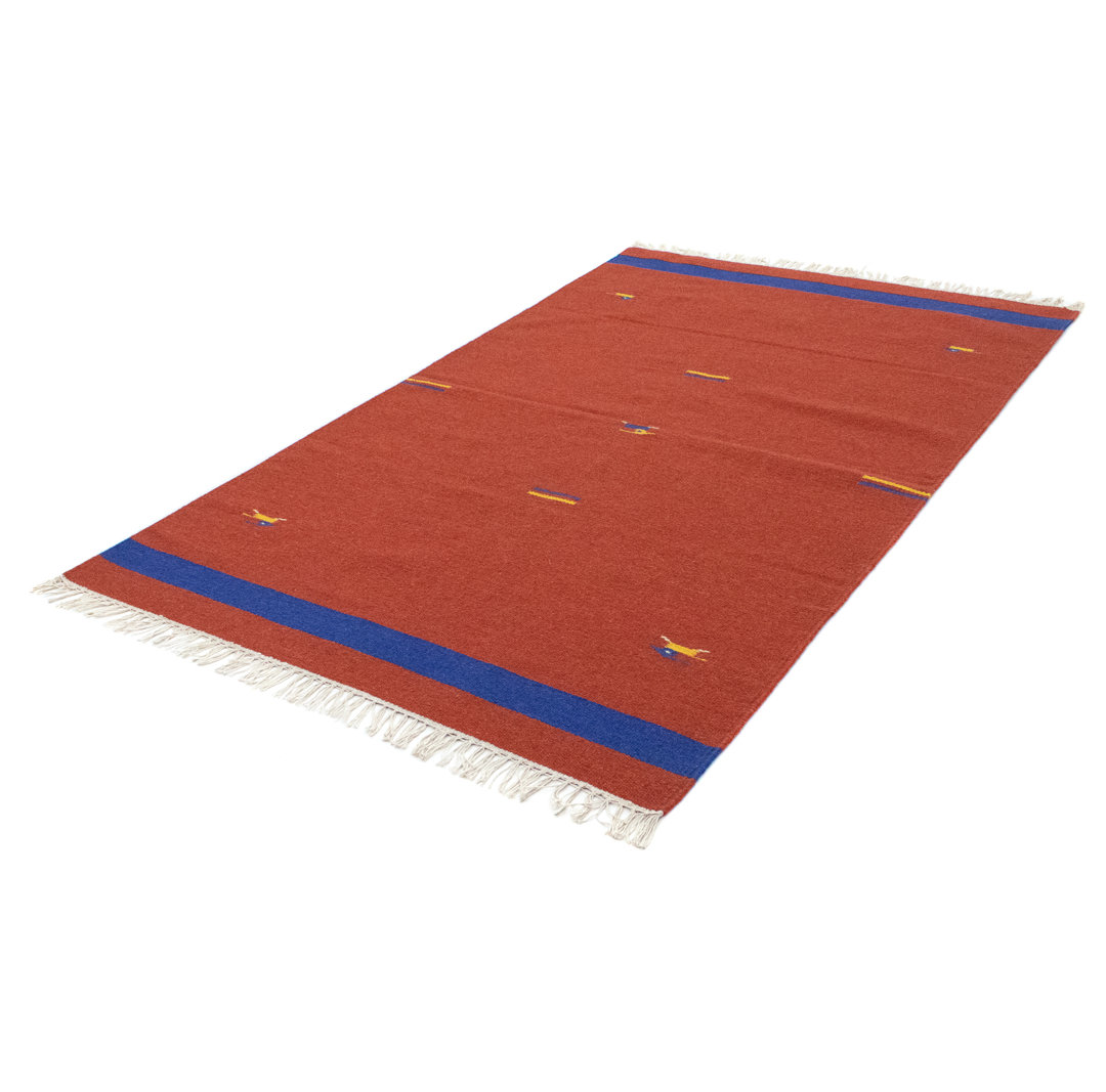 Handmade Kilim Wool Red Indoor/Outdoor Rug