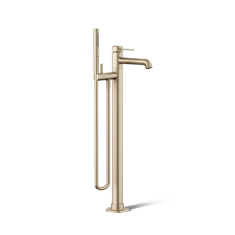Occasion Floor-Mount Bath Filler Trim With Handshower, Vibrant Brushed Bronze