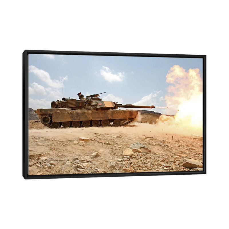 « marines bombardement through a live fire range using m1a1 abrams tanks ii », reproduction de photo sur toile, Pas de tapis