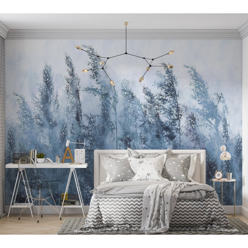 Papier peint paysage - Grandes herbes grises, L 55 po x l 78 po