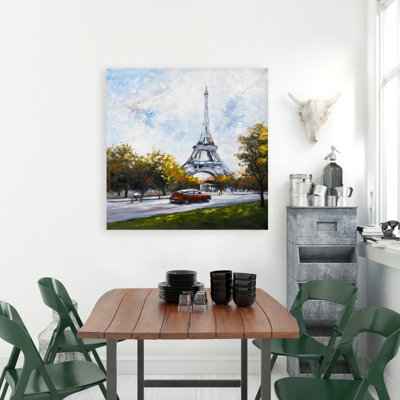 Conduite près de la Tour Eiffel - Art sur toile vert moderne
