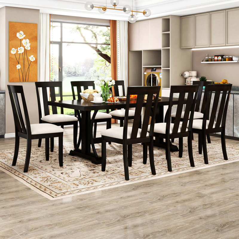 Ensemble repas pour 8 personnes Jonita, Espresso, Espresso / Noir, Espresso / beige