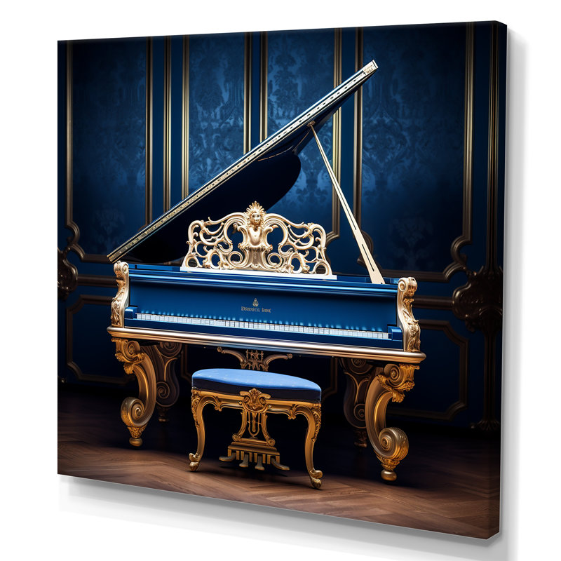 «Blue Baroque Piano Brilliance», reproduction sur toile, Toile tendue, 24" H x 24" W