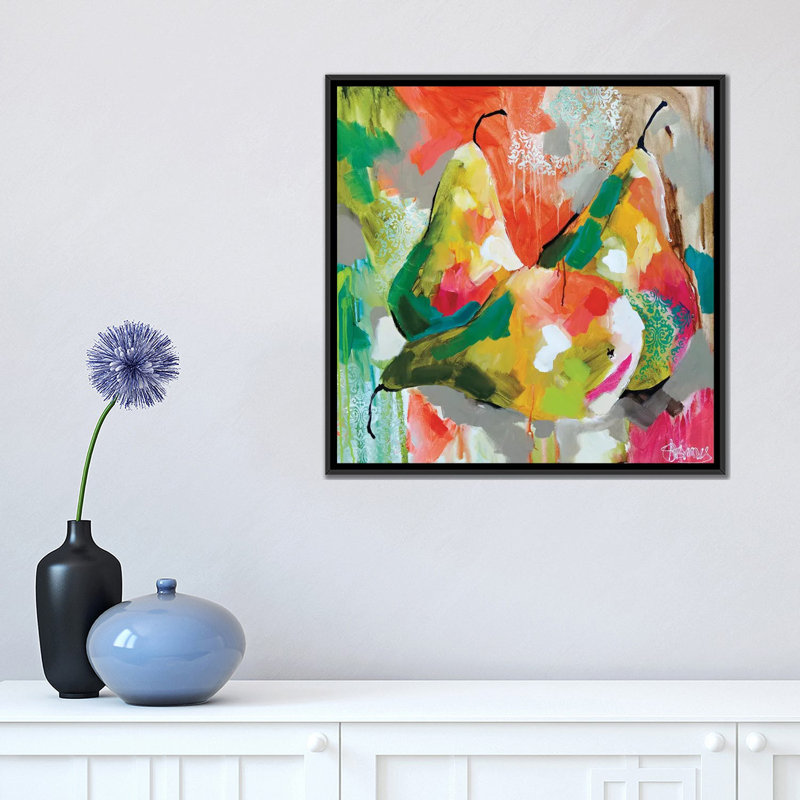 Sunlit Pears by Amanda J. Brooks - Wrapped Canvas Gallery-Wrapped Canvas Giclée, 18" H x 18" W x 1.5" D, Black Framed Canvas