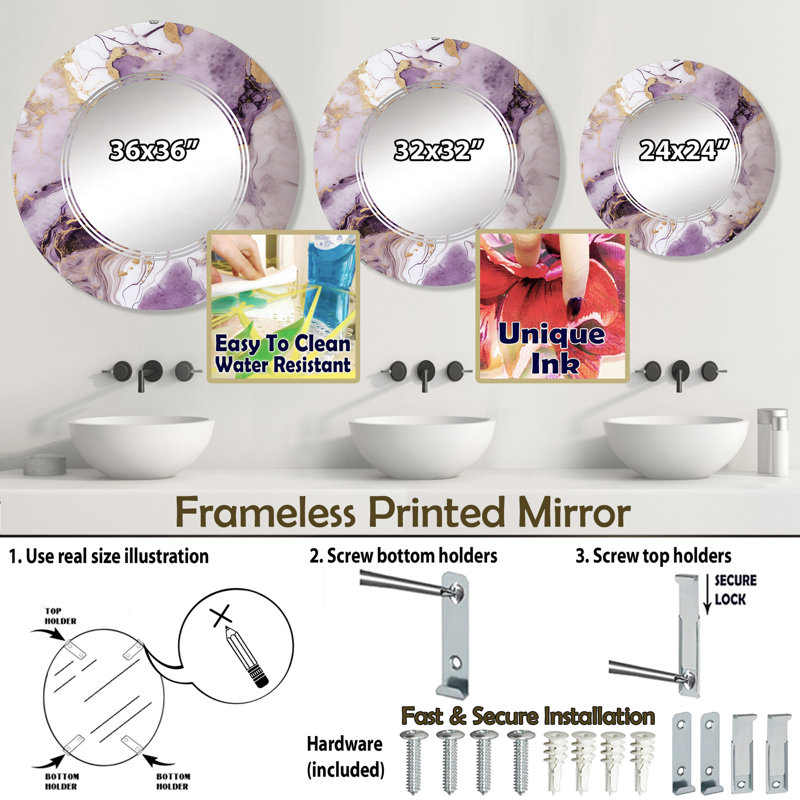 Miroir mural Zyen, 24 po x 24 po
