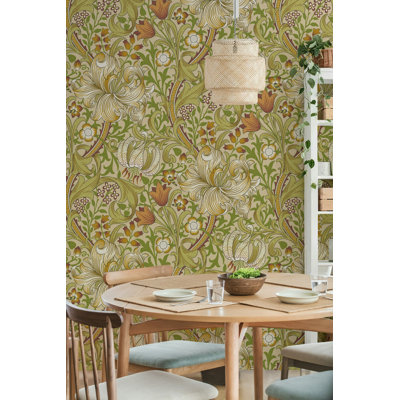 William Morris Golden Lily Wallpaper Bryelle Peel & Stick Roll 1899 John Henry Dearles Design