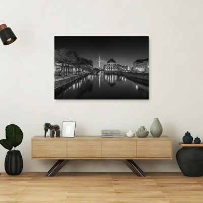 «Berlin Night Reflections Abstract Contemporary City Architecture», reproduction d'art mural