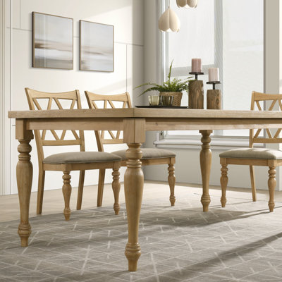 Jahnya 5-Piece Dining Set, Dining Table With 4 Cross Back Dining Chairs, Light Oak Finish