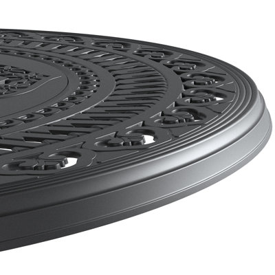 Table de salle à manger ronde 39,37 po moderne noire, en aluminium, avec trou de parasol compatible, parfaite pour le patio, la salle à manger