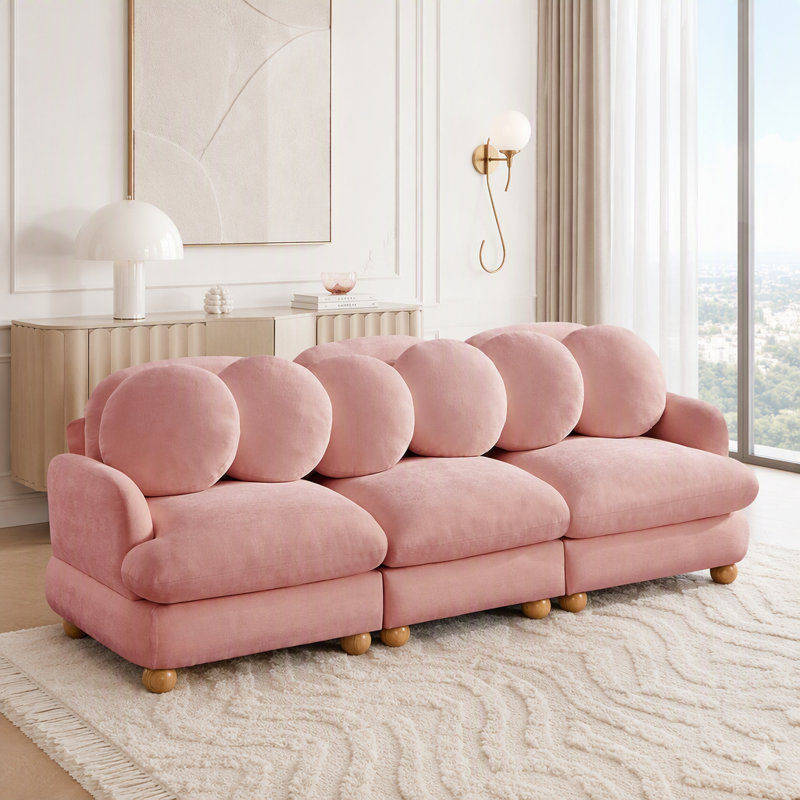 Canapé modulaire modulaire avec revêtement en chenille, Pink Chenille