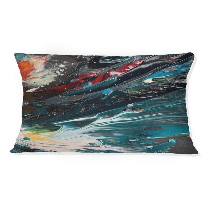 Coussin décoratif imprimé abstrait rouge sarcelle - reproduction de peinture abstraite