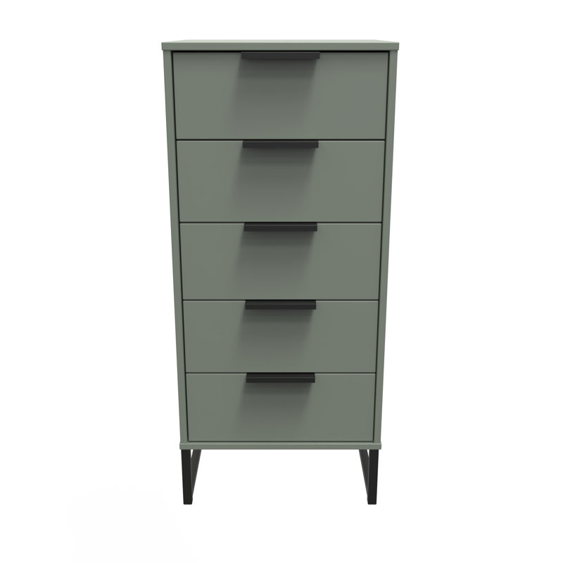 Turah 5 Drawer Bedside Cabinet (Ready Assembled), Reed Green