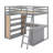 Full Size Loft Bed With Shelves And Desk-1062870975