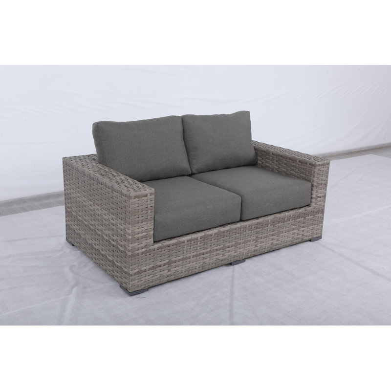 Kaiser 67'' Wide Metal Loveseat with Cushions, Charcoal Gray