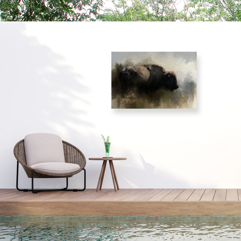 Bison bolognais abstrait sur toile, H 12 po x l 19 po
