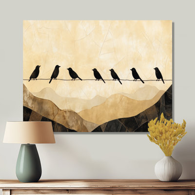 Birds on a Wire I - Bird Metal Wall Art Decor